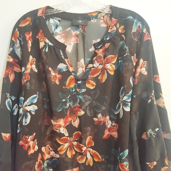 7 For All Mankind Paneled Floral Top - Picture 4 of 6